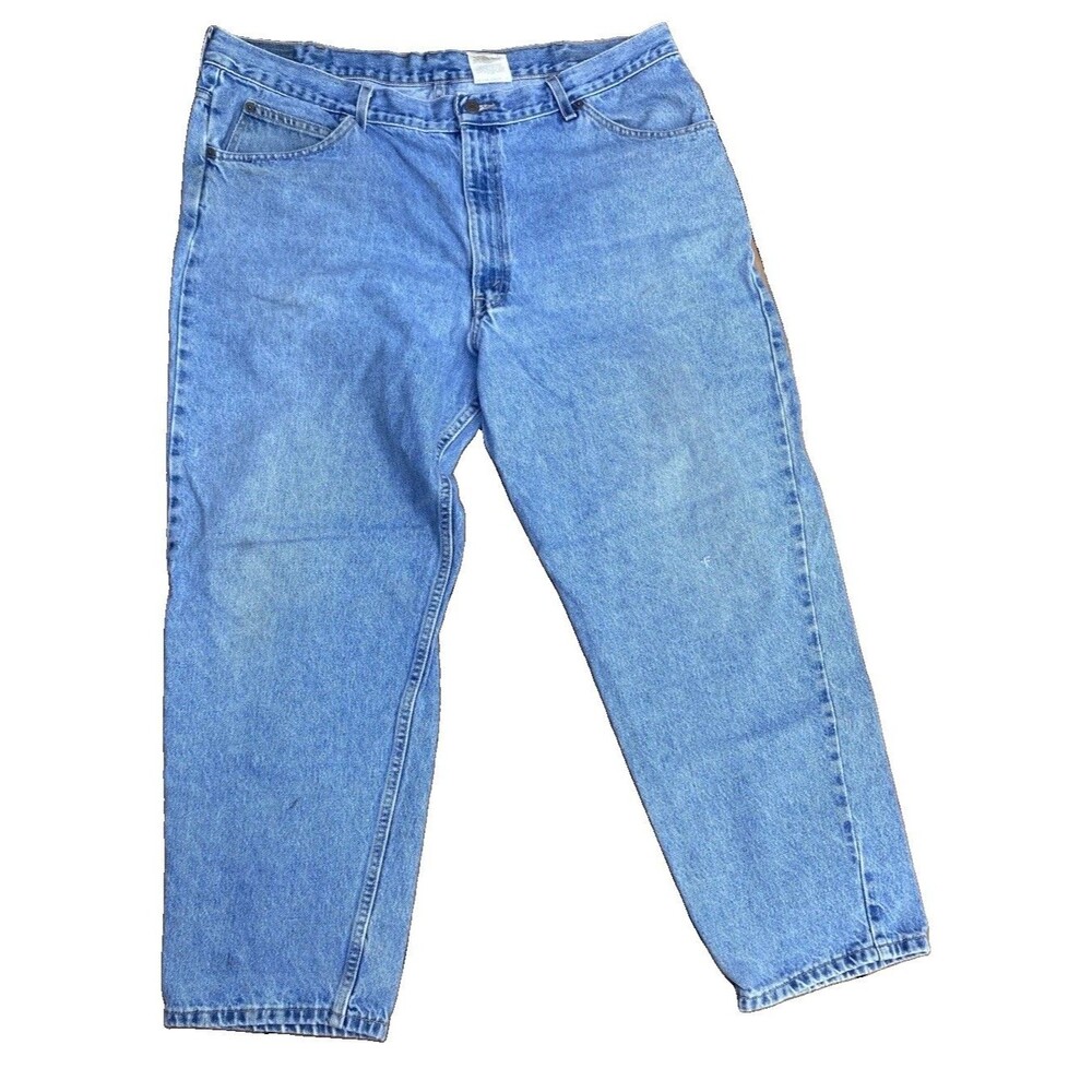 Brittania Mens Jeans Size 42x30 Relaxed Fit Light Wash Blue Denim Cotton 5 Pock